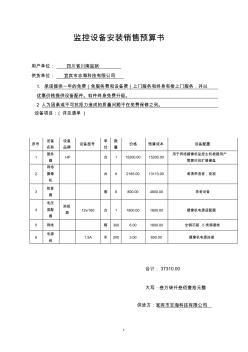 監(jiān)控設備安裝銷售預算書