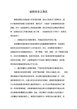 監(jiān)獄安全之我見