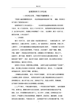 监理顶岗实习工作总结