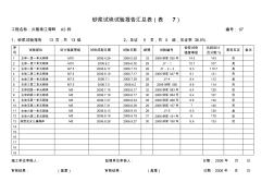 砂漿試塊試驗報告匯總表(表7)