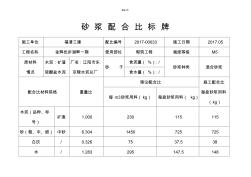 砂漿配合比公示牌
