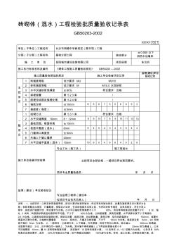 砌体(混水)工程检验批质量验收记录表