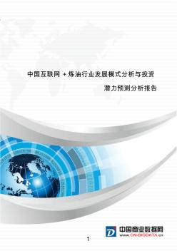 研究报告-中国互联网+炼油行业发展模式分析与投资潜力预测分析报告(目录)