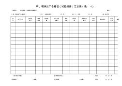 砖、砌块出厂合格证(试验报告)汇总表(表4)