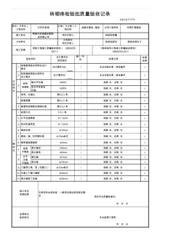 砖砌体检验批质量验收记录