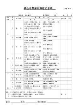 離心泵鑒定等級(jí)記錄表