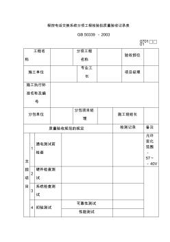 程控電話交換系統(tǒng)分項(xiàng)工程檢驗(yàn)批質(zhì)量驗(yàn)收記錄表 (2)