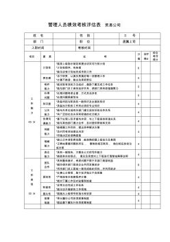 管理人員績效考核評估表貿(mào)易公司