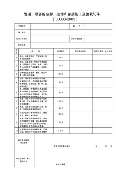 管道、設備的裝卸、運輸和存放施工及驗收記錄