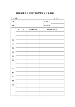 精编福建省建设工程施工现场管理人员备案表资料