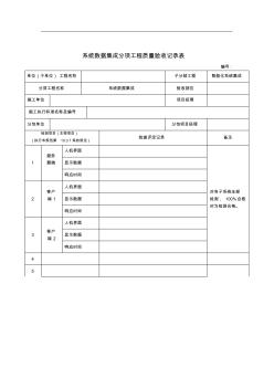 系統(tǒng)數(shù)據(jù)集成分項工程質量驗收記錄表