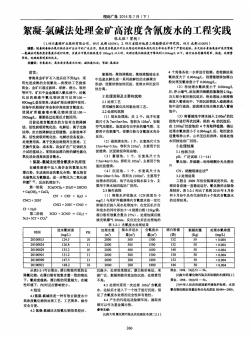 絮凝-氯堿法處理金礦高濃度含氰廢水的工程實踐