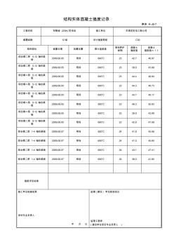 结构实体混凝土强度记录