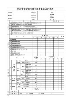 给水管道安装分项工程质量验收记录表