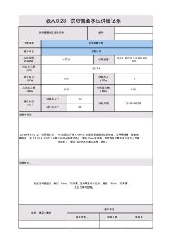 给水管道水压试验记录表