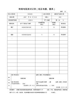 绝缘电阻测试记录(低压电器、器具)