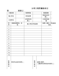 統(tǒng)表2分項工程質(zhì)量驗收記錄