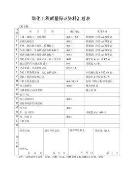 綠化工程質(zhì)量保證資料匯總表