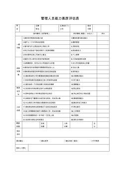 能力素質(zhì)評估表(管理人員)