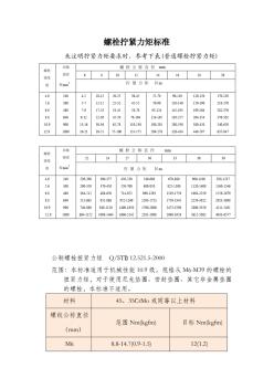螺栓擰緊力矩標(biāo)準(zhǔn)