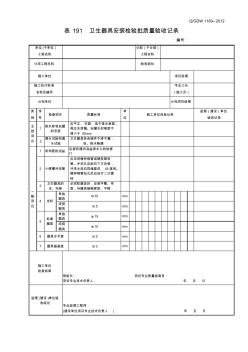 表191卫生器具安装检验批质量验收记录