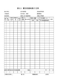 表5.3灌注桩基础施工记录