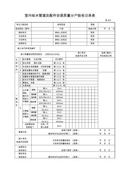 表6-1室內給水管道及配件安裝質量分戶驗收記錄表