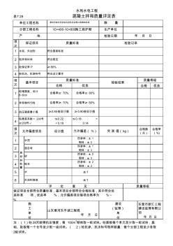 表7.28混凝土拌和質(zhì)量評定表1