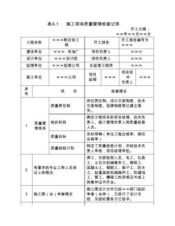 表A.1施工现场质量管理检查记录