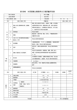 表G16水泥混凝土路面单元工程质量评定表