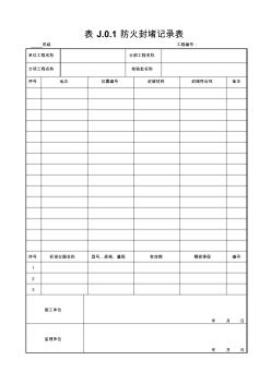 表J.0.1防火封堵记录表