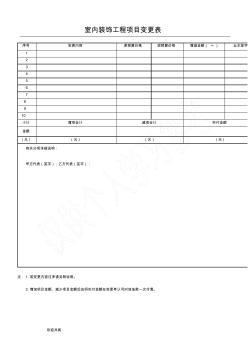 装修工程项目变更单