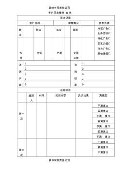 装饰公司客户回访表