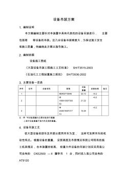 設(shè)備吊裝工程施工組織設(shè)計方案