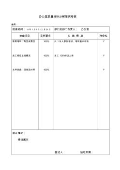 质量目标分解落实考核表(1)