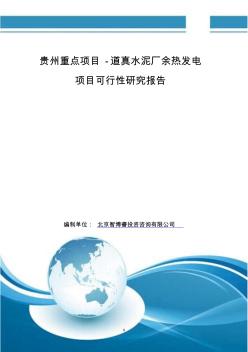 贵州重点项目-道真水泥厂余热发电项目可行性研究报告