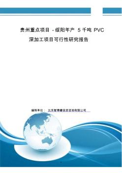 贵州重点项目-绥阳年产5千吨PVC深加工项目可行性研究报告