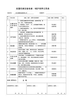 起重机械设备、维护保养记录表