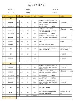 超詳細(xì)裝飾公司報(bào)價(jià)單Excel模板