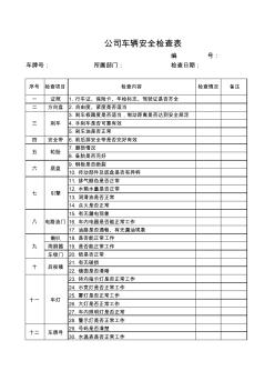 车辆安全日常检查表