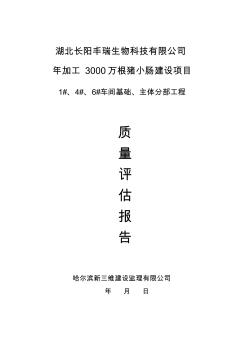 车间基础、主体分部工程质量评估报告