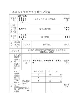 输电线路工程强条执行记录表样表