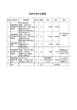 通風(fēng)機(jī)清單報(bào)價(jià)匯總