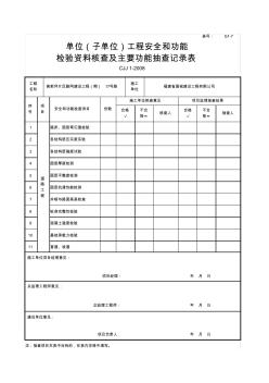 道路单位工程安全和功能检验资料及主要功能抽查记录表