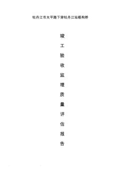 道路橋梁市政監(jiān)理竣工驗(yàn)收質(zhì)量評(píng)估方案報(bào)告