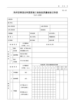 道路表格：G2—20热拌沥青混合料面层施工检验批质量检验记录