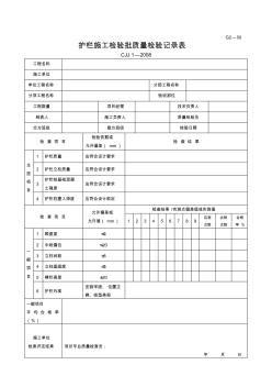 道路表格：G2—50护栏施工检验批质量检验记录表