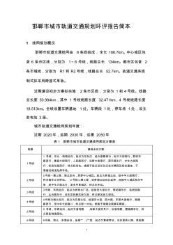 邯郸市城市轨道交通线网及建设规划环评报告简本