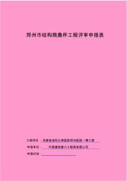 郑州市结构商鼎杯(优质结构工程)评审申报表