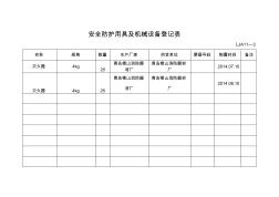 配电箱安全防护用具及机械设备准用登记表